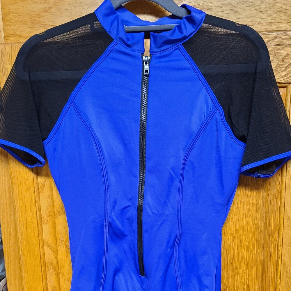 VENUS Blue with black trim and mesh arms one piece